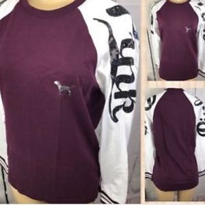 pink vs long sleeve black cherry tee. runs big